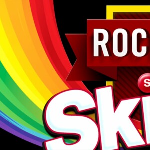 Colorful abstract design featuring the words "Rock the Skin" prominently displayed.