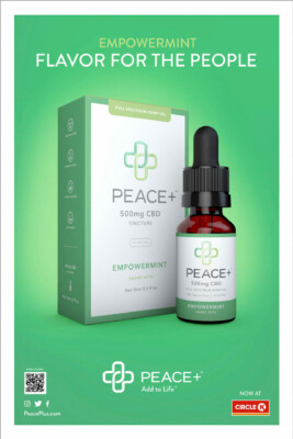 CBD tincture bottle with mint flavor beside its packaging, promoting wellness and relaxation.
